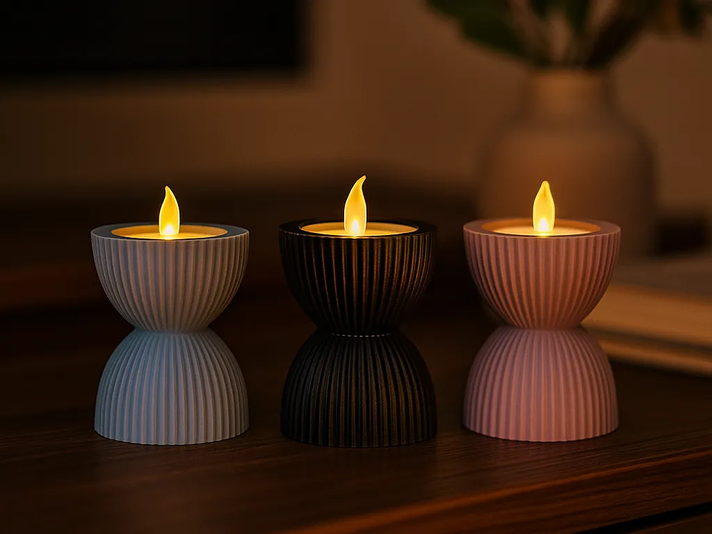 Ribbed Tealight Candle Holder