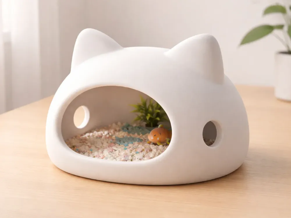Small Cat Shape Fish Aquarium Hideout