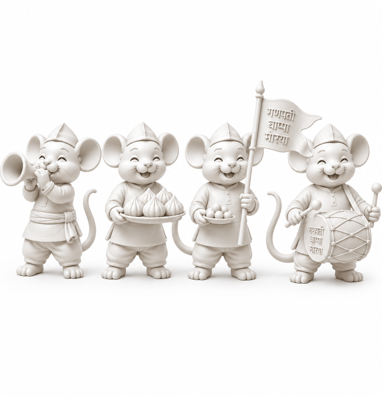 Ganpati Bappa Morya 3D Printed Mouse Idol Set
