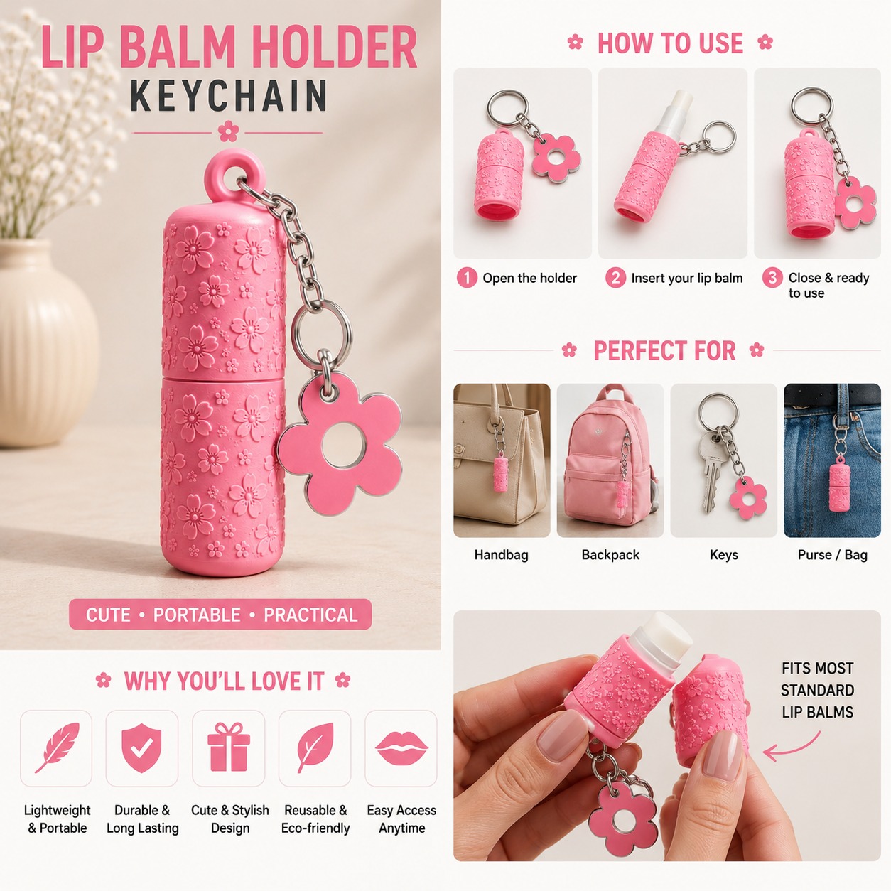 Lip Balm Holder Keychain