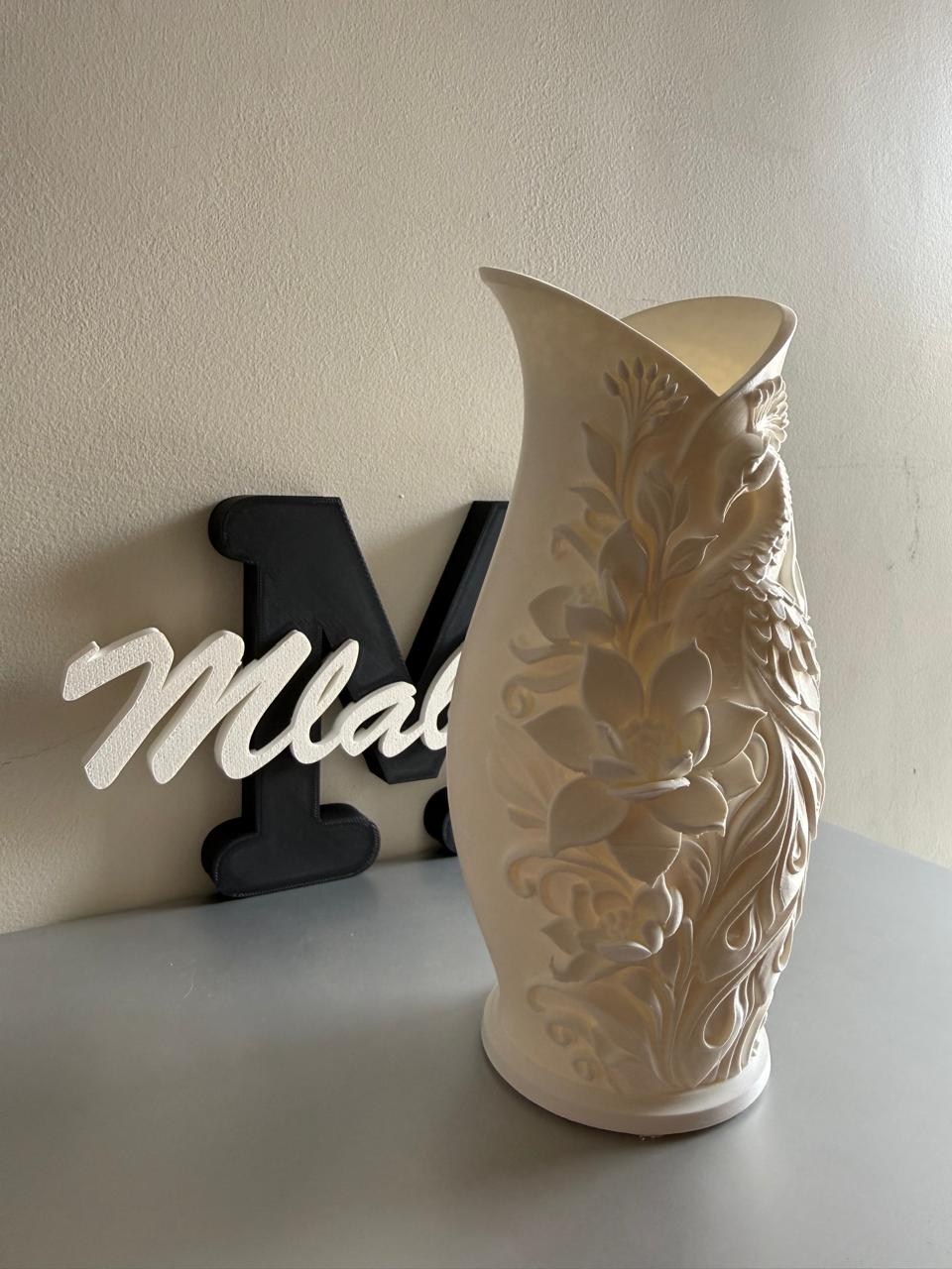 Elegant Floral Peacock Vase